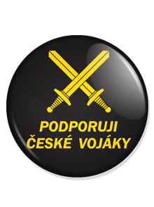 Velká placka Podporuji vojáky černá s meči Velká placka Podporuji vojáky černá s meči