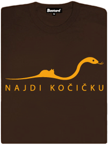 Najdi kočičku hnědé dámské tričko